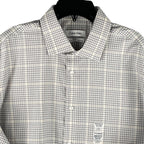 Calvin Klein Dress Shirt Men's Large Steel+ Regular Fit Stretch Grey Plaid