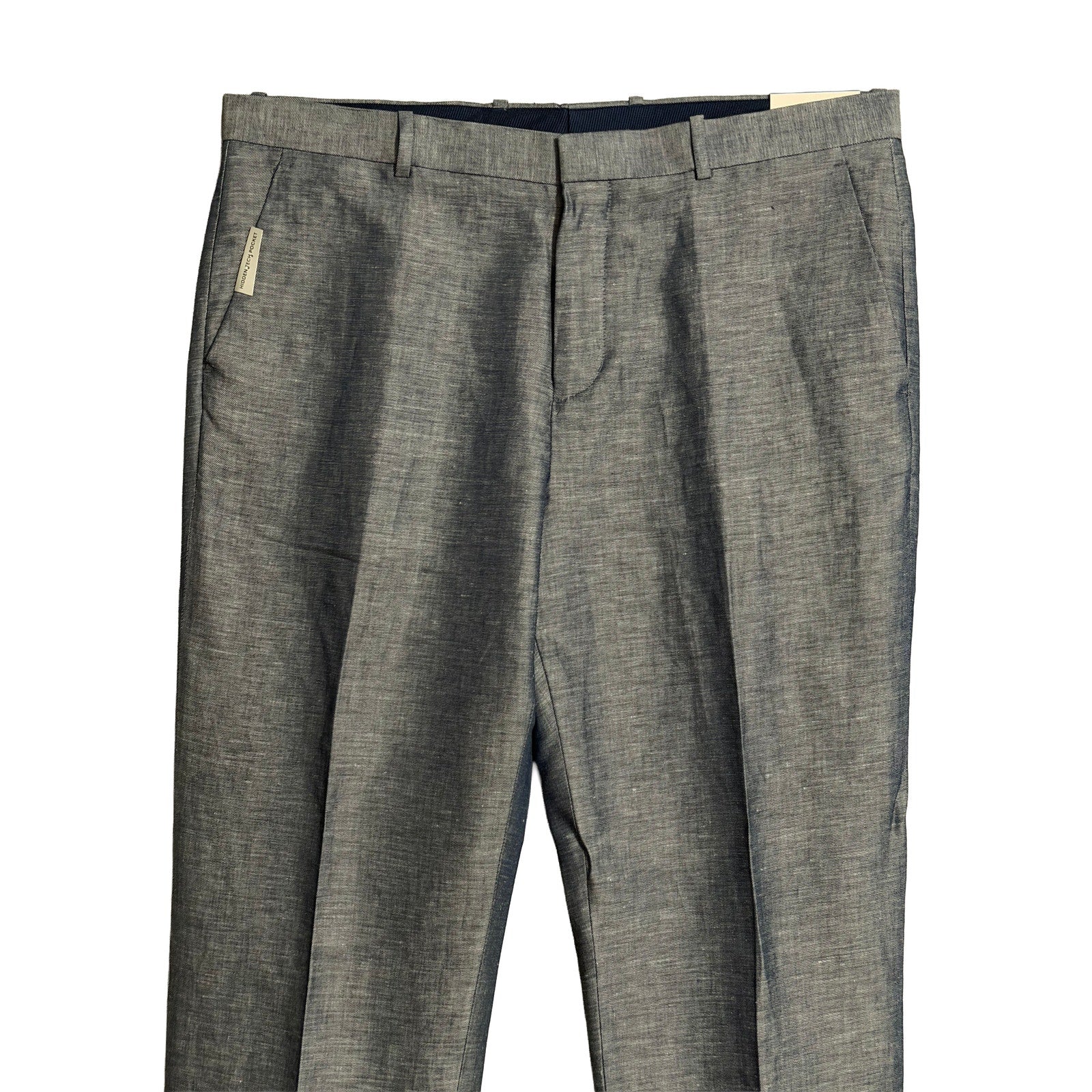Perry Ellis Portfolio Pants Men's 36"x34" Modern Fit Linen Blend Blueprint