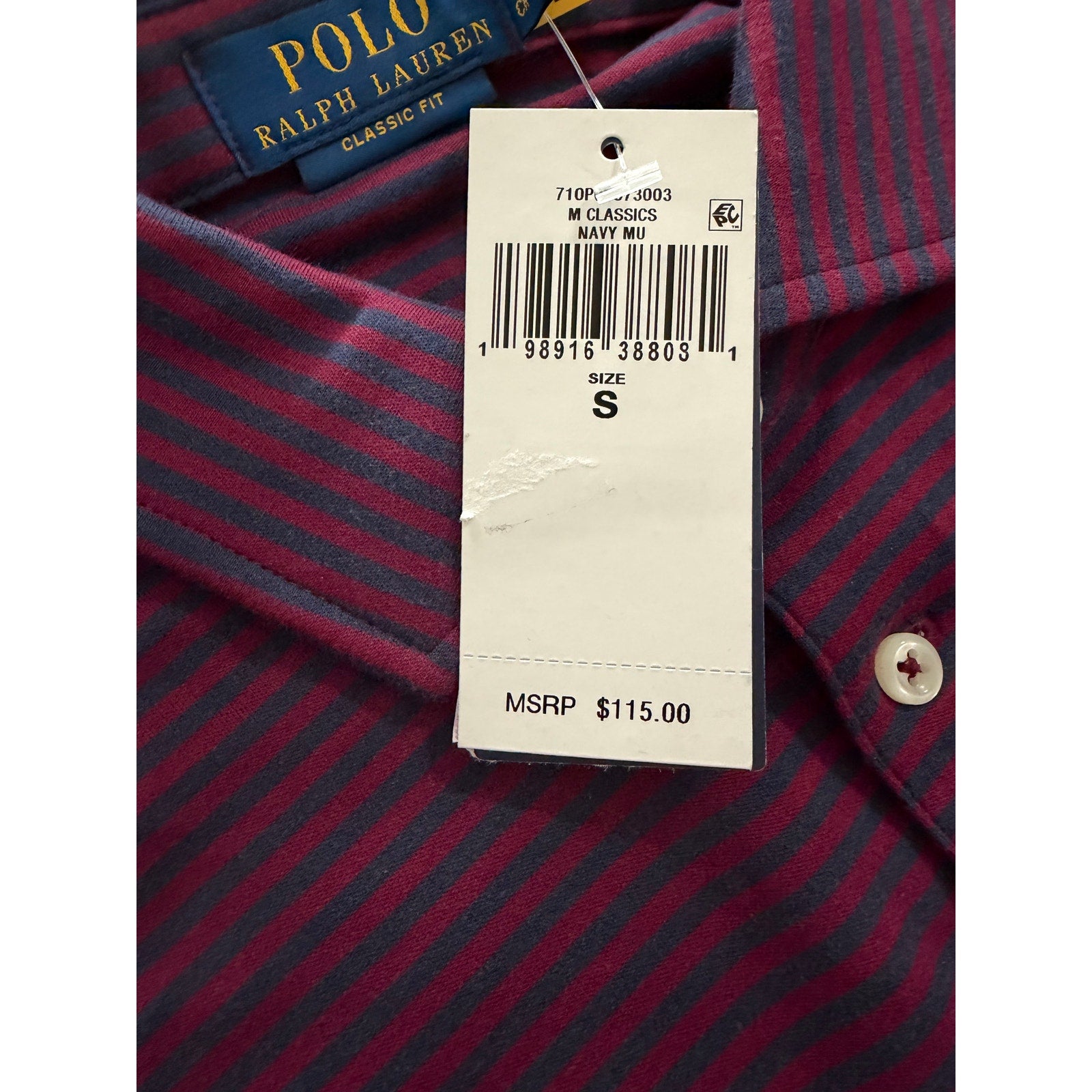 Polo Ralph Lauren Shirt Men's Small Classic Fit Polo Shirt Blue Red Stripe