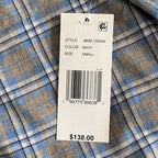 Johnnie-O Shirt Men's Small Long Sleeve Button Down Blue & Gray Plaid