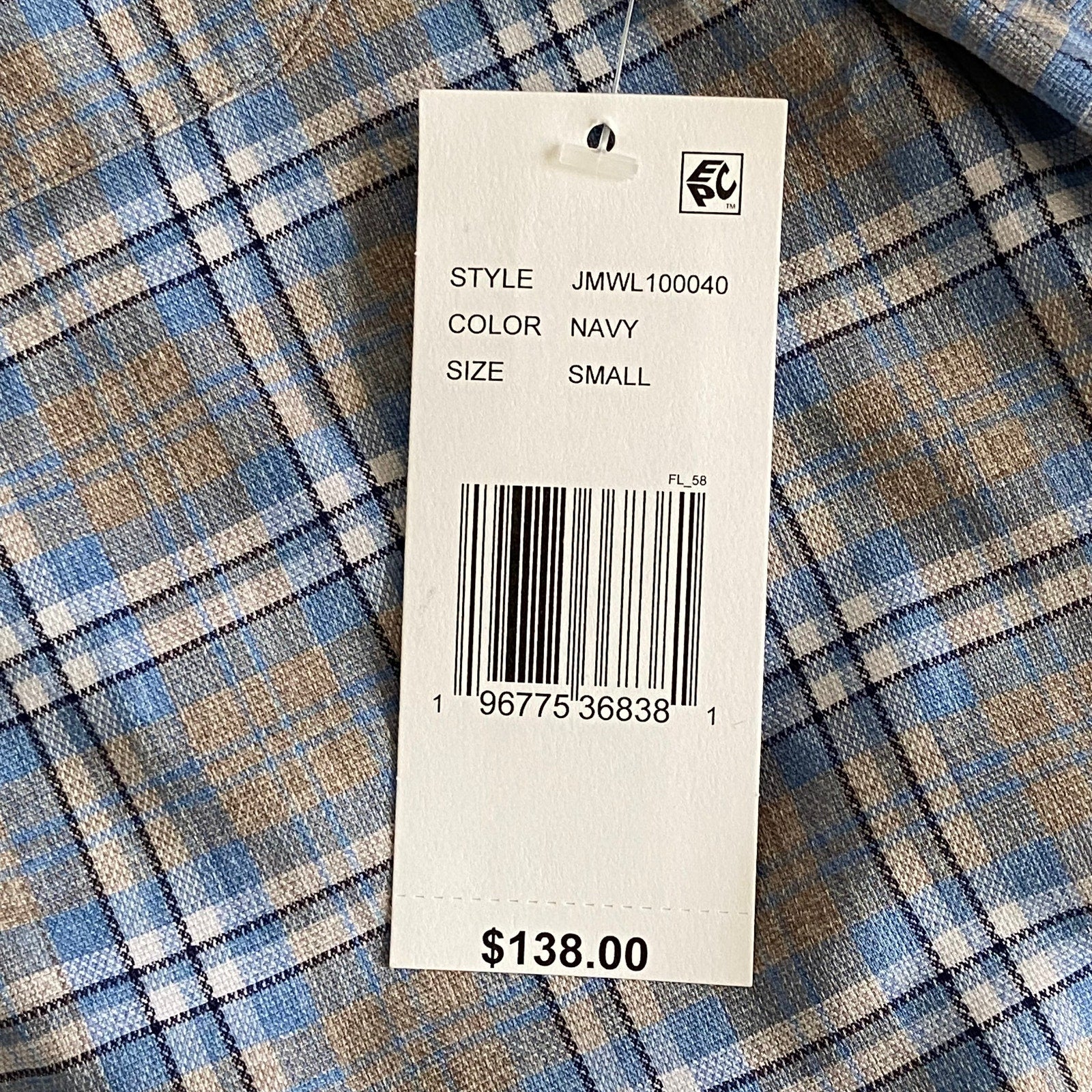 Johnnie-O Shirt Men's Small Long Sleeve Button Down Blue & Gray Plaid