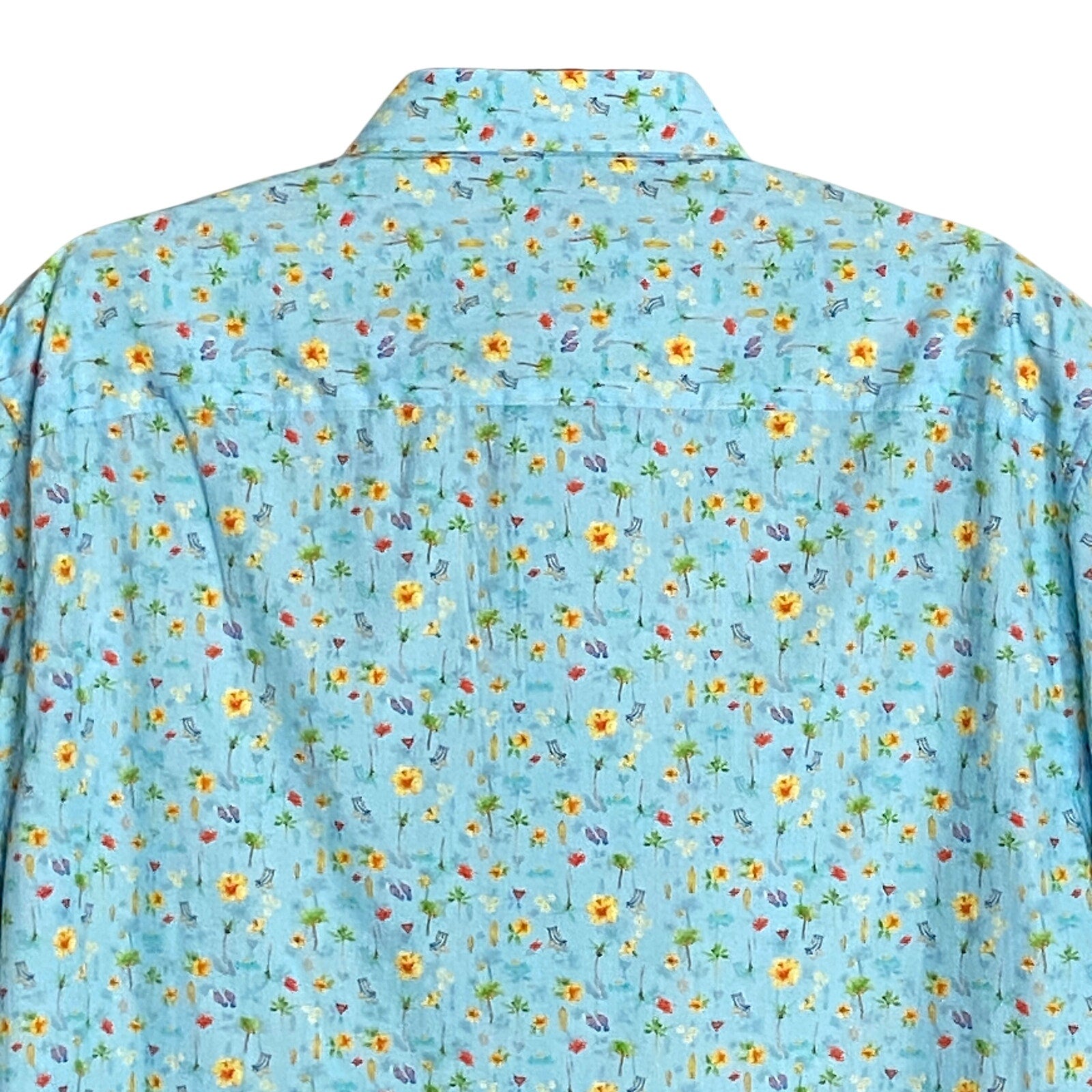 Quieti Shirt Men's XL Short Sleeve Button-Down Beach / Floral Theme Print