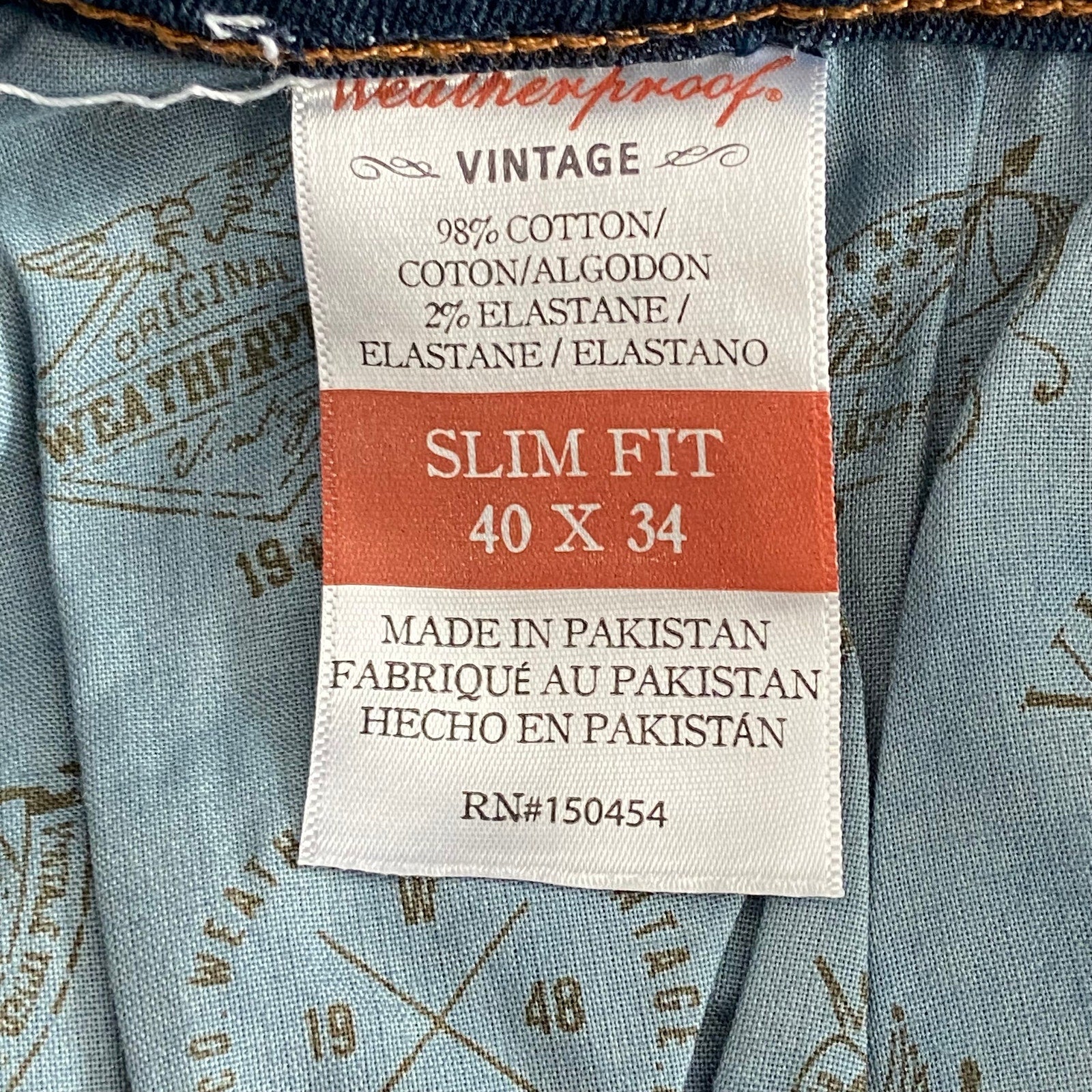 Weatherproof Vintage Men's 40x34 Slim Fit Vintage Soft-Lux Blue Denim Jeans