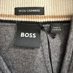 Boss H-Hemario Quarter Zip Sweater Men's 4XT Big & Tall Wool Cashmere Gray