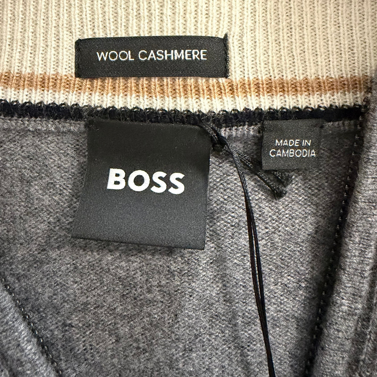Boss H-Hemario Quarter Zip Sweater Men's 4XT Big & Tall Wool Cashmere Gray