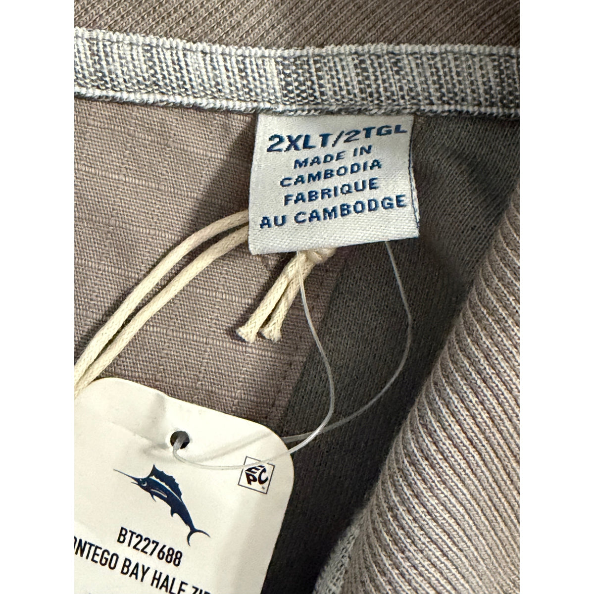 Tommy Bahama Half-Zip Men's 2XLT Big & Tall Montego Bay Sweatshirt Shadow