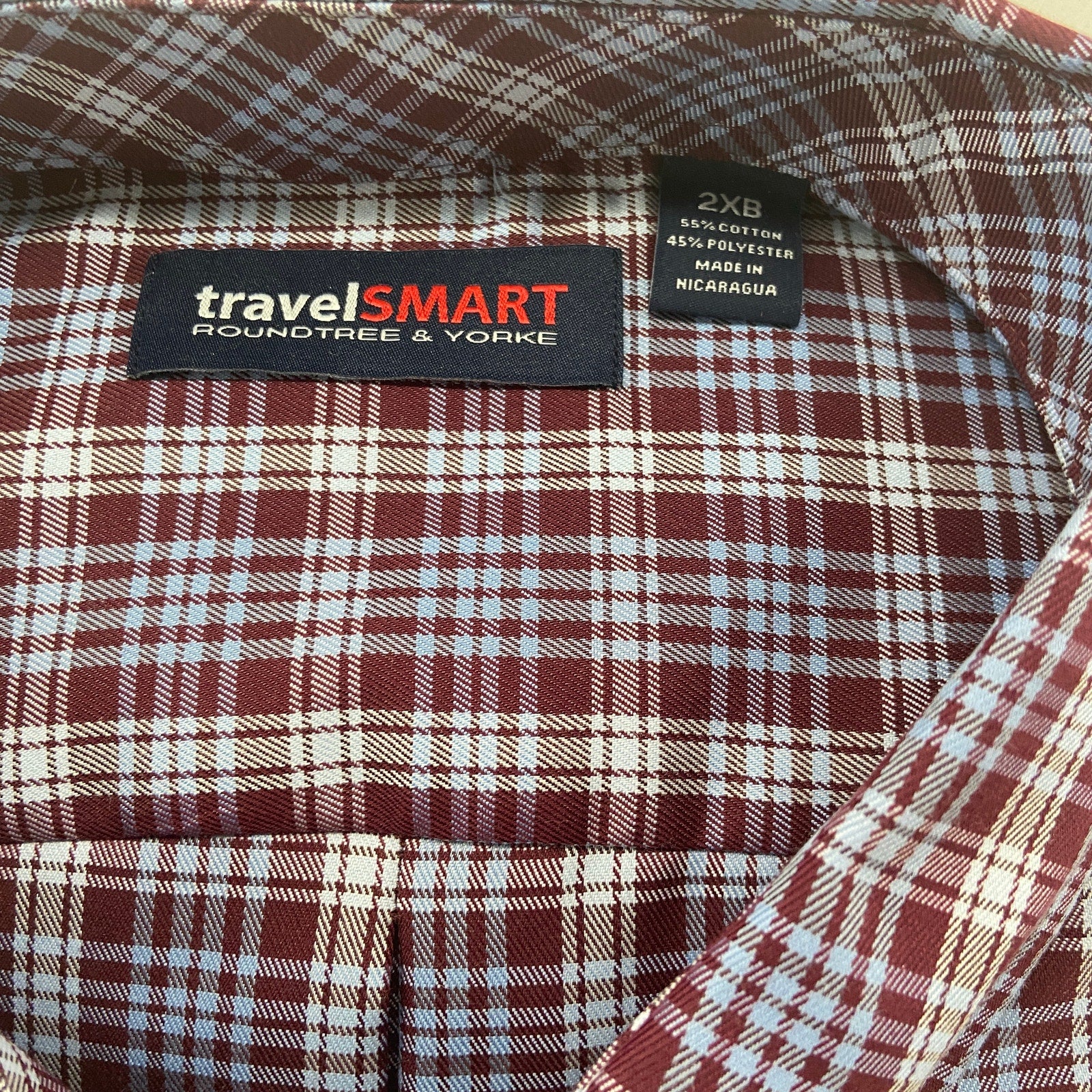 Roundtree & Yorke TravelSmart Big & Tall Men's 2XB Dress Shirt Plaid