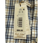 Roundtree & Yorke Performance Dress Shirt Men's 4XB LS Big & Tall Blue Plaid