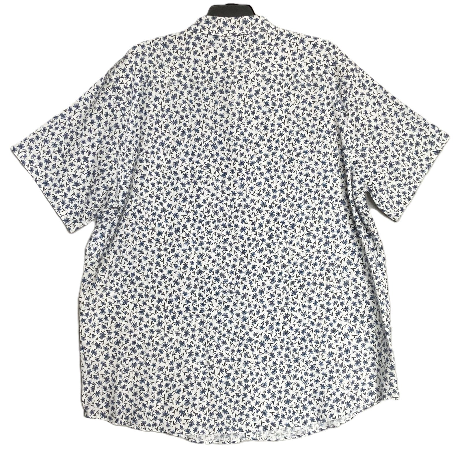 Boss Shirt Men's 5XL Big & Tall Short Sleeve Stretch Linen Shirt Blue Floral