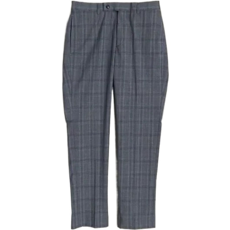 Calvin Klein Suit Pant Men's 30"x30" Slim Fit Stretch Grey & Blue Plaid