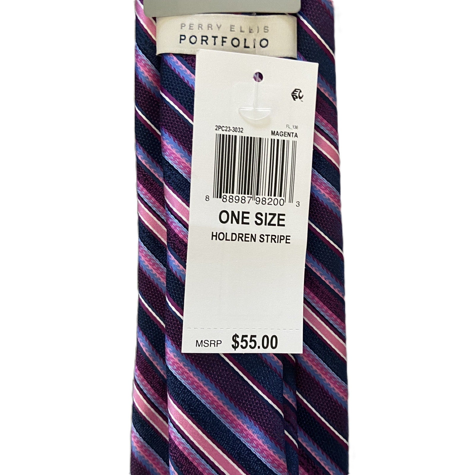Perry Ellis Portfolio Necktie Lot of 2 Classic Width/Length Black Magenta