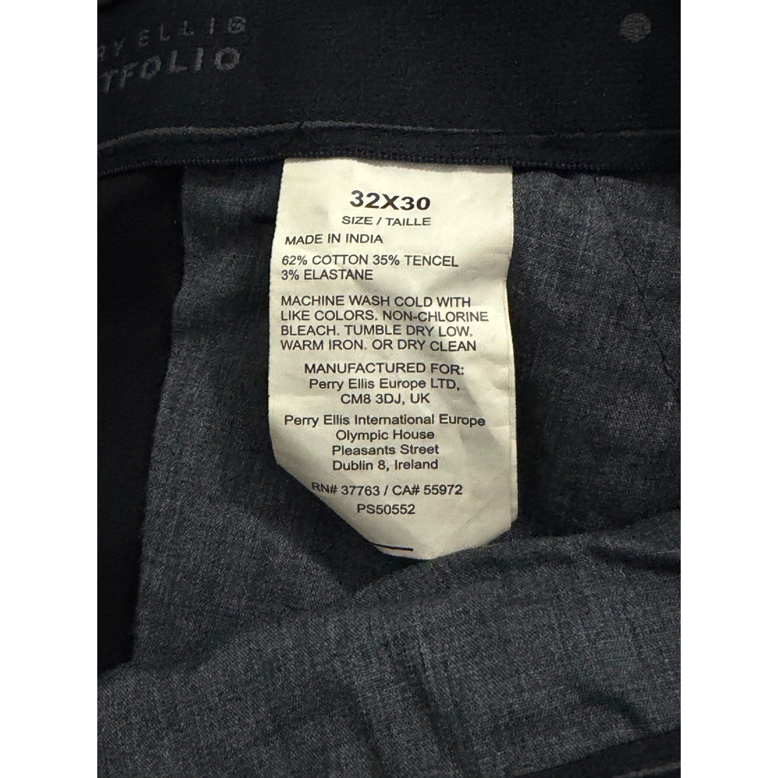 Perry Ellis Portfolio Pants Men's 32"x30" Slim Fit Dress Pant Dark Sapphire