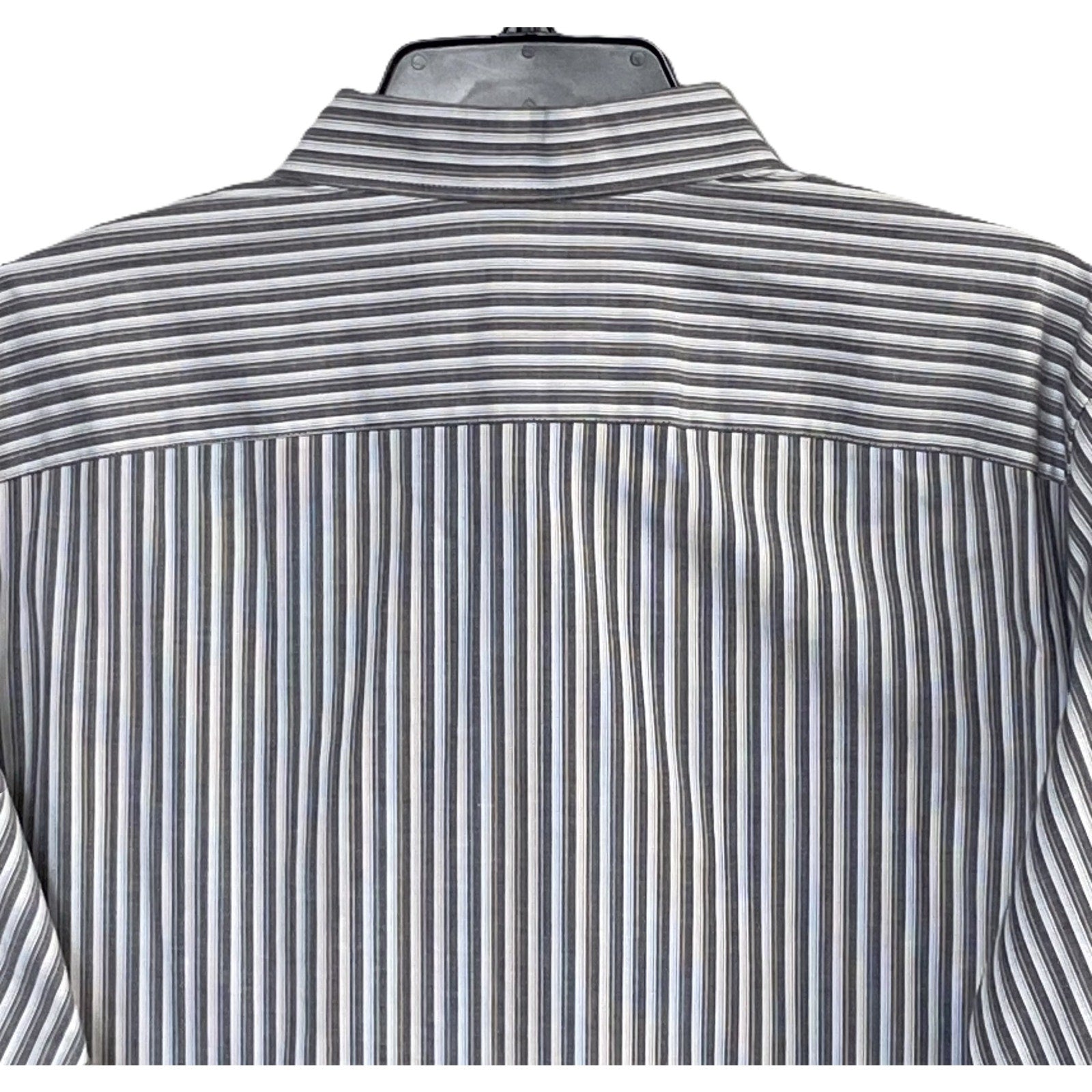 Michael Kors Shirt Men's XXL Slim Fit Long Sleeve Stretch Grey Pinstripe