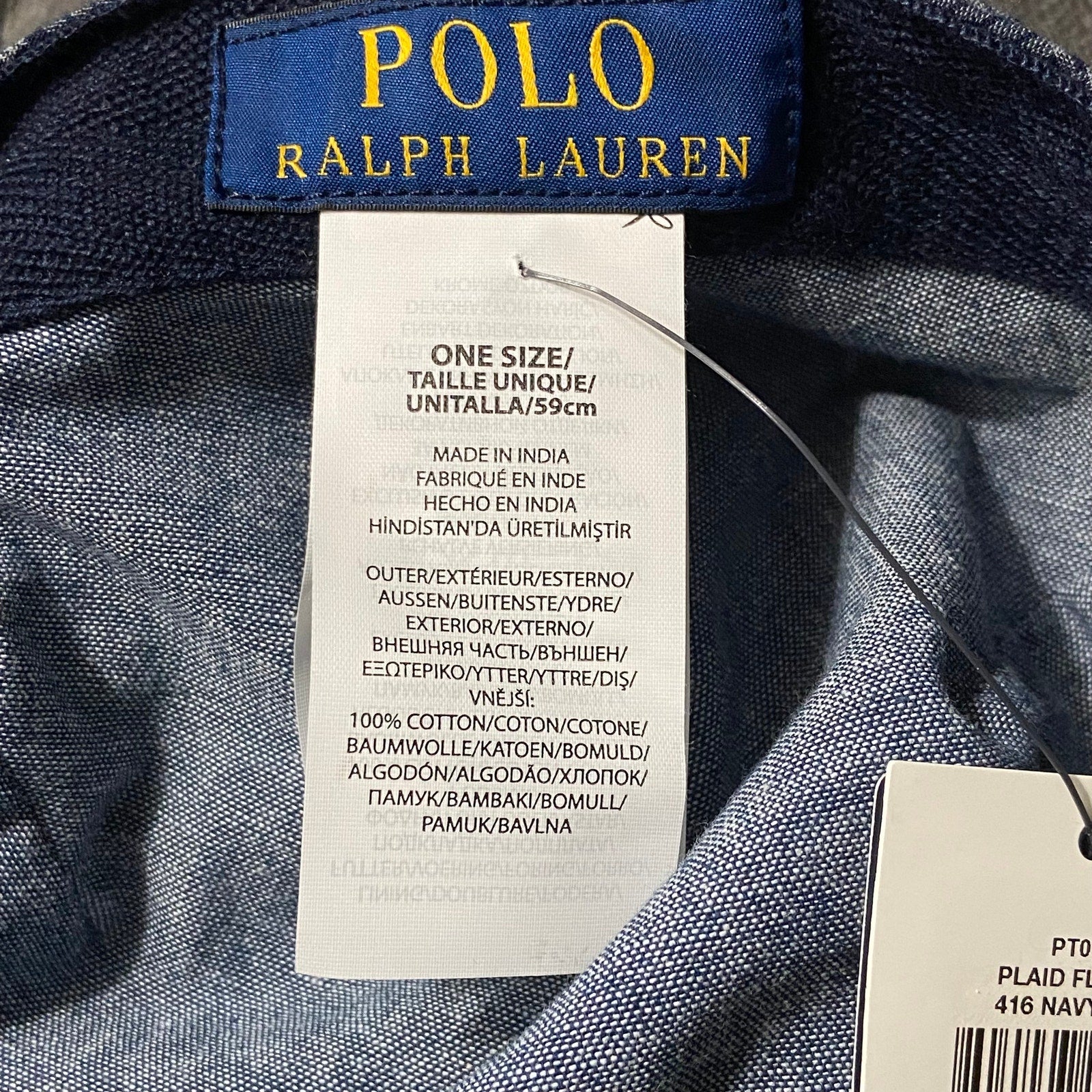 Polo Ralph Lauren Cap Men's One Size Flat Cap Driver's Cap Navy Blue Plaid