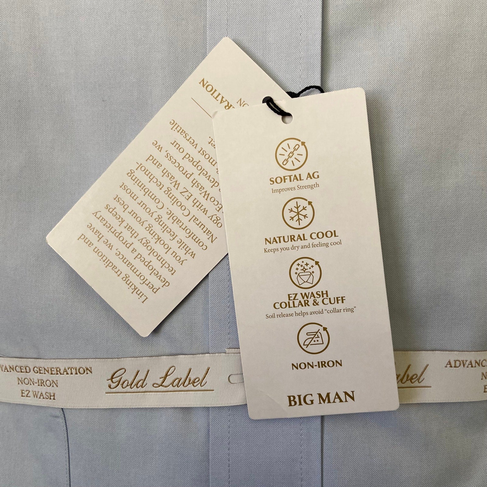 Roundtree & Yorke Shirt Big & Tall Men's 20 36 Dress Shirt Light Blue