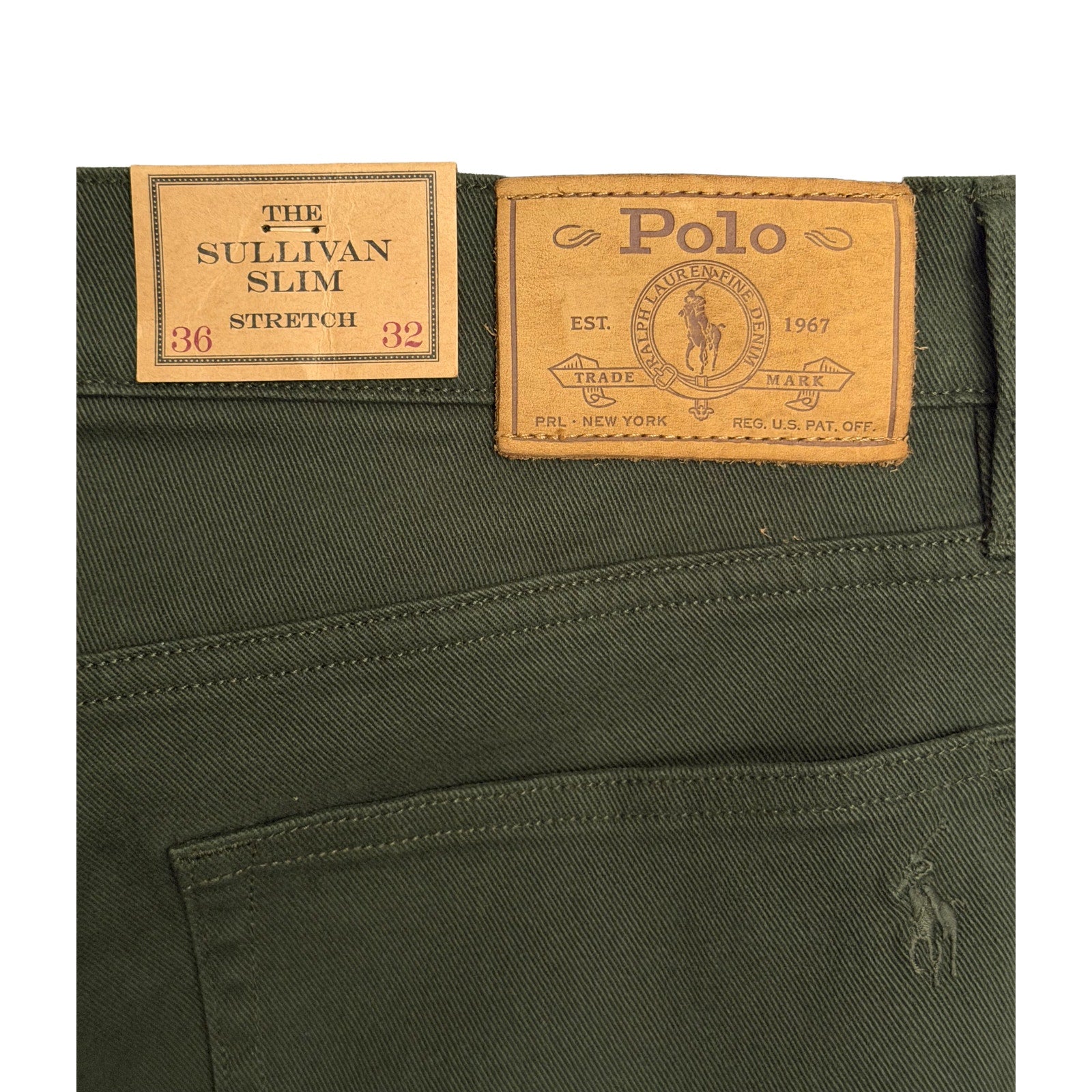 Polo Ralph Lauren Jeans Men's 36"x32" Sullivan Slim 1967 Stretch Olive