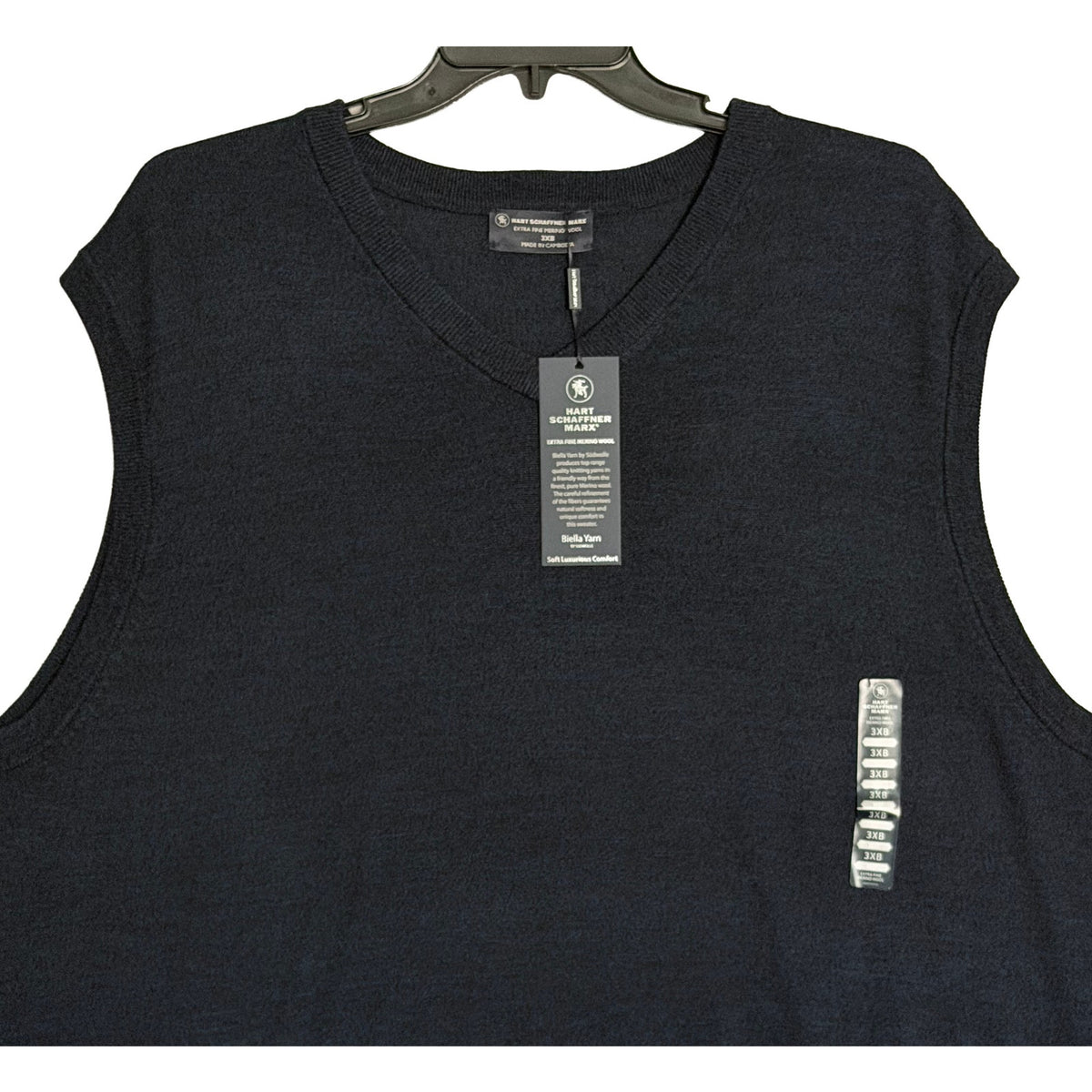 Hart Schaffner Marx Sweater Vest Men's 3XB Big & Tall Wool Navy Heather NWT