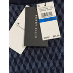 Perry Ellis Men's XLT Big & Tall Geometric Jacquard Crew Neck Sweater Indigo