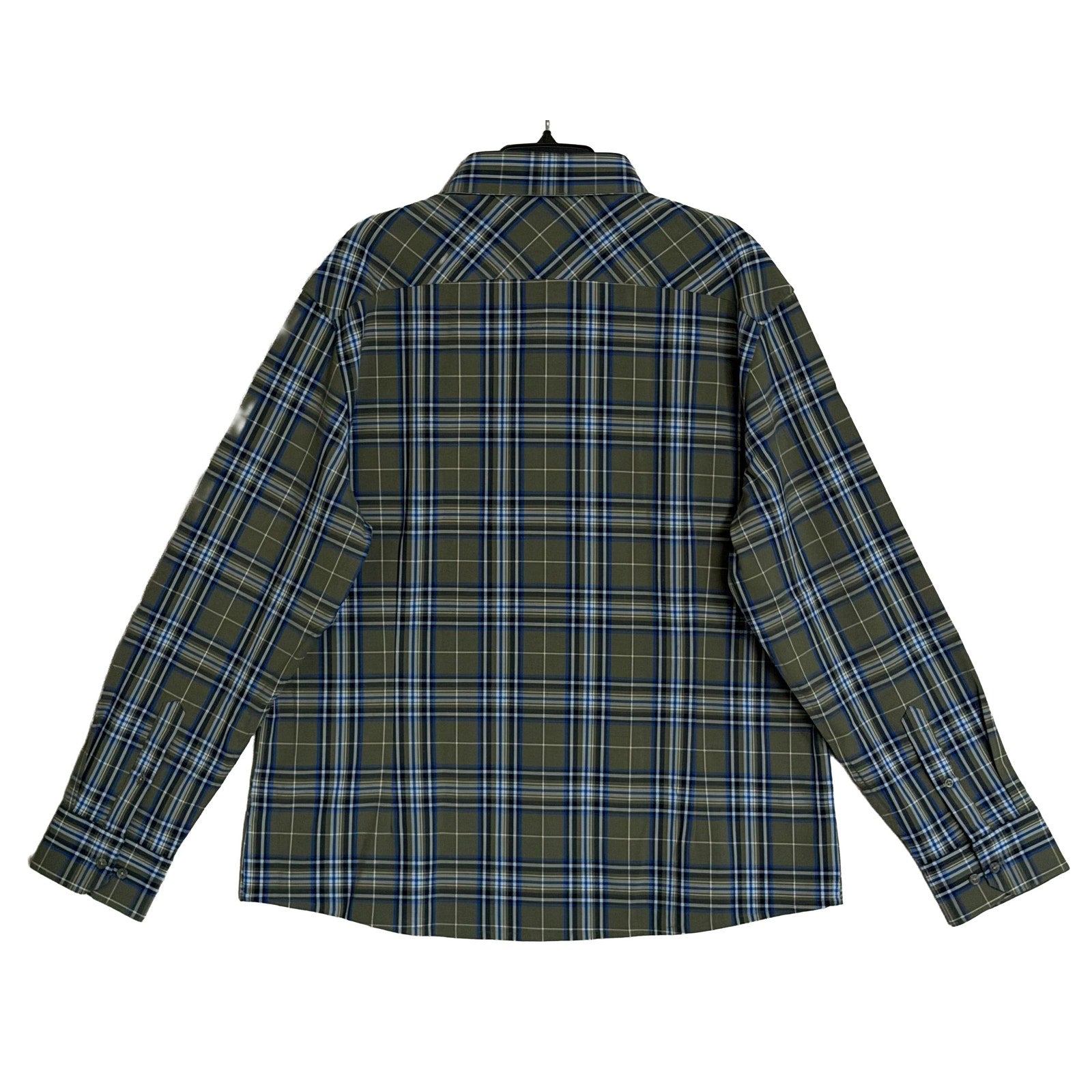 Mizzen+Main Men's XXL Trim Fit City Flannel Twill Shirt Olive Thomas Plaid
