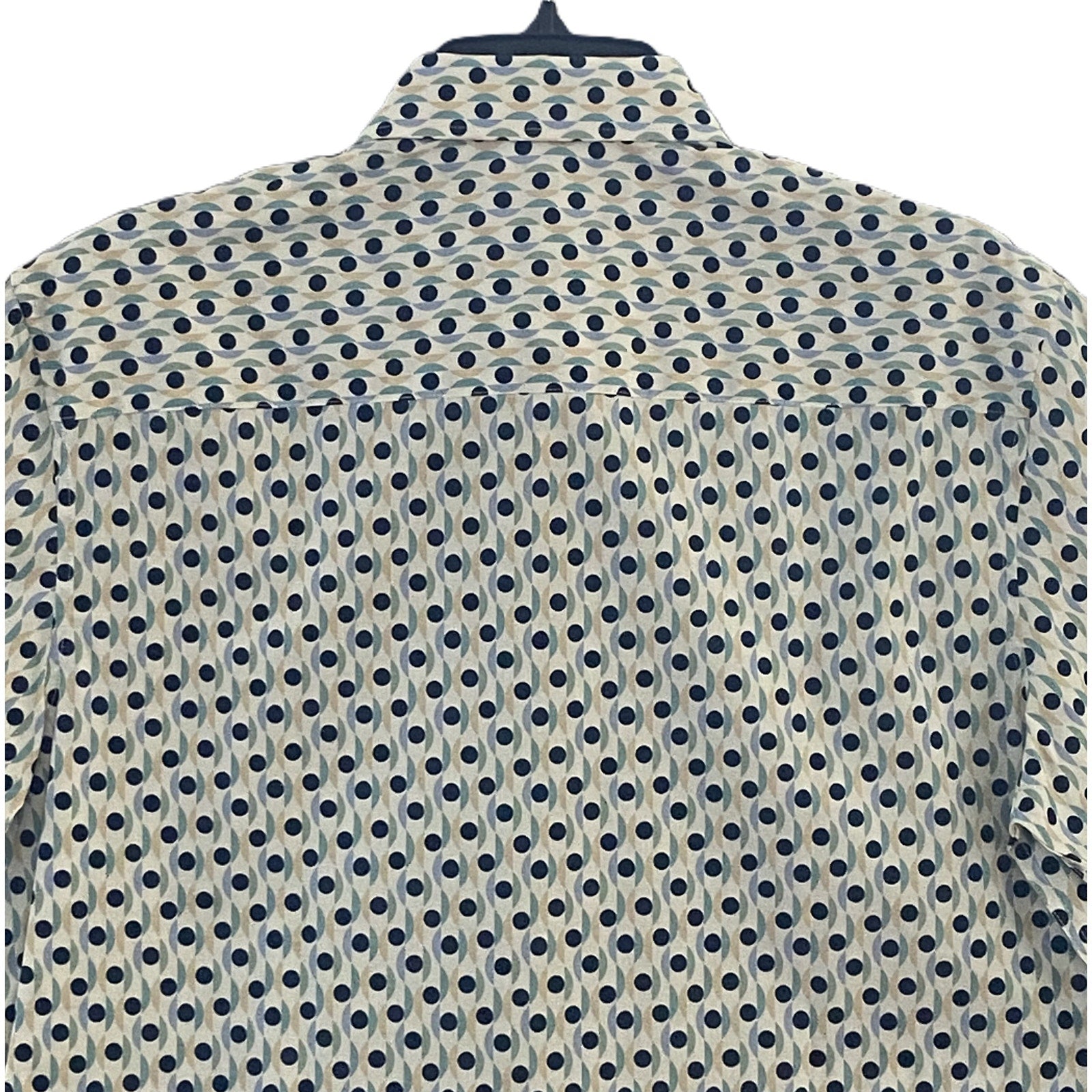 Bugatchi Shirt Men's Small Short Sleeve Shaped Fit Button-Up Cool Mint Geo