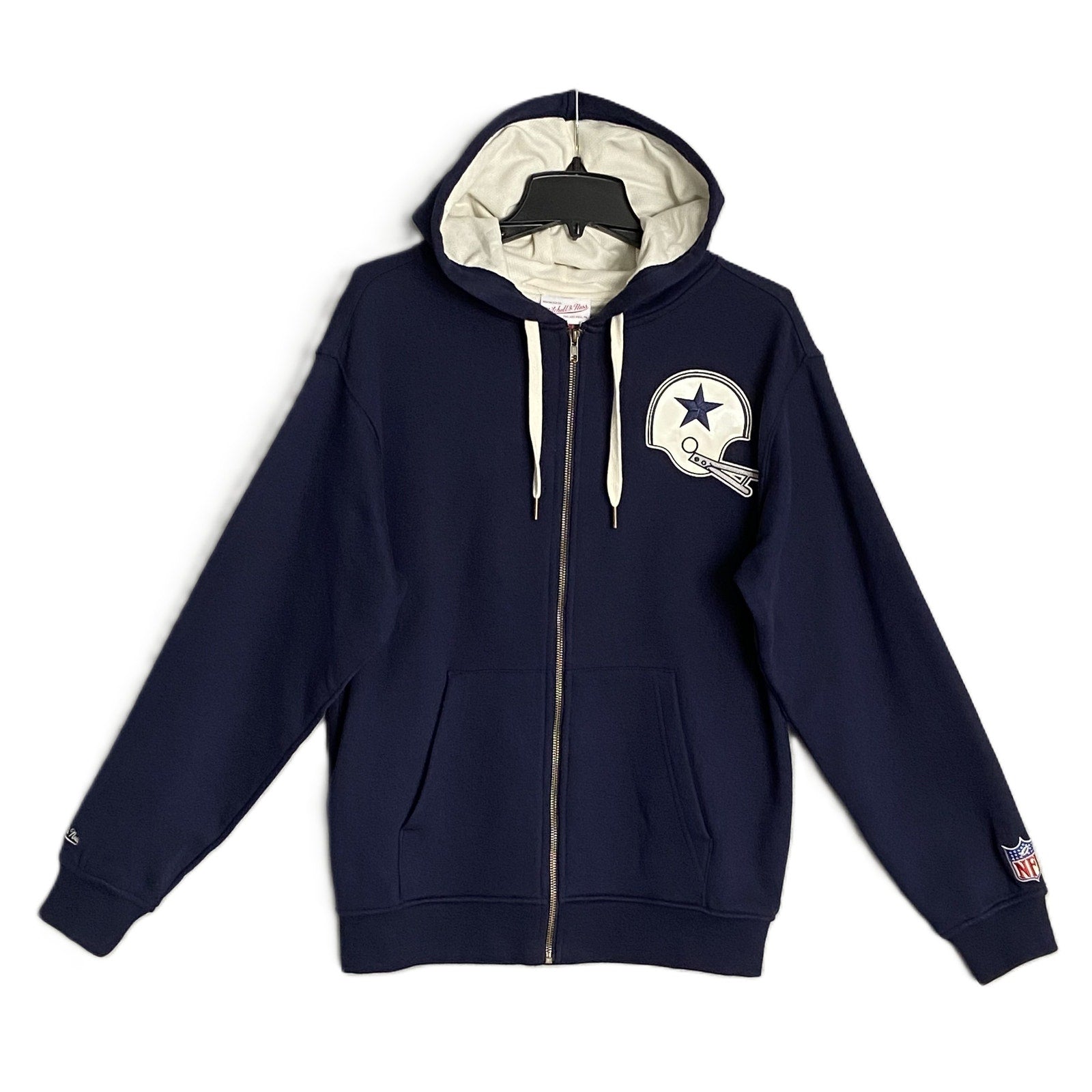 Mitchell & Ness Dallas Cowboys Throwbacks Hoodie Men's Small Full Zip Blue