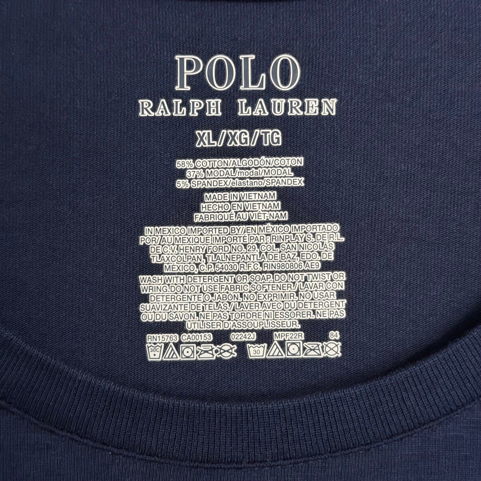 Polo Ralph Lauren T-Shirt Men's XL Crew Neck Long Sleeve Blue