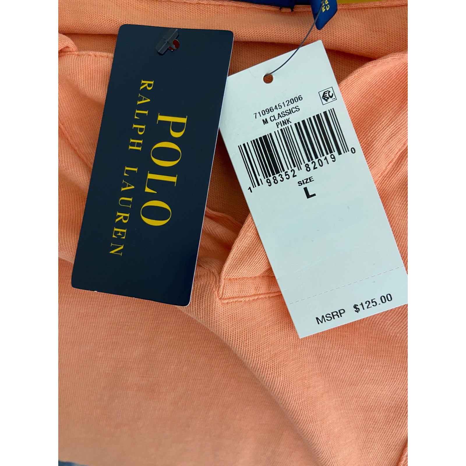 Polo Ralph Lauren Shirt Men's Large Buttonless Polo Cotton Linen Blend Pink