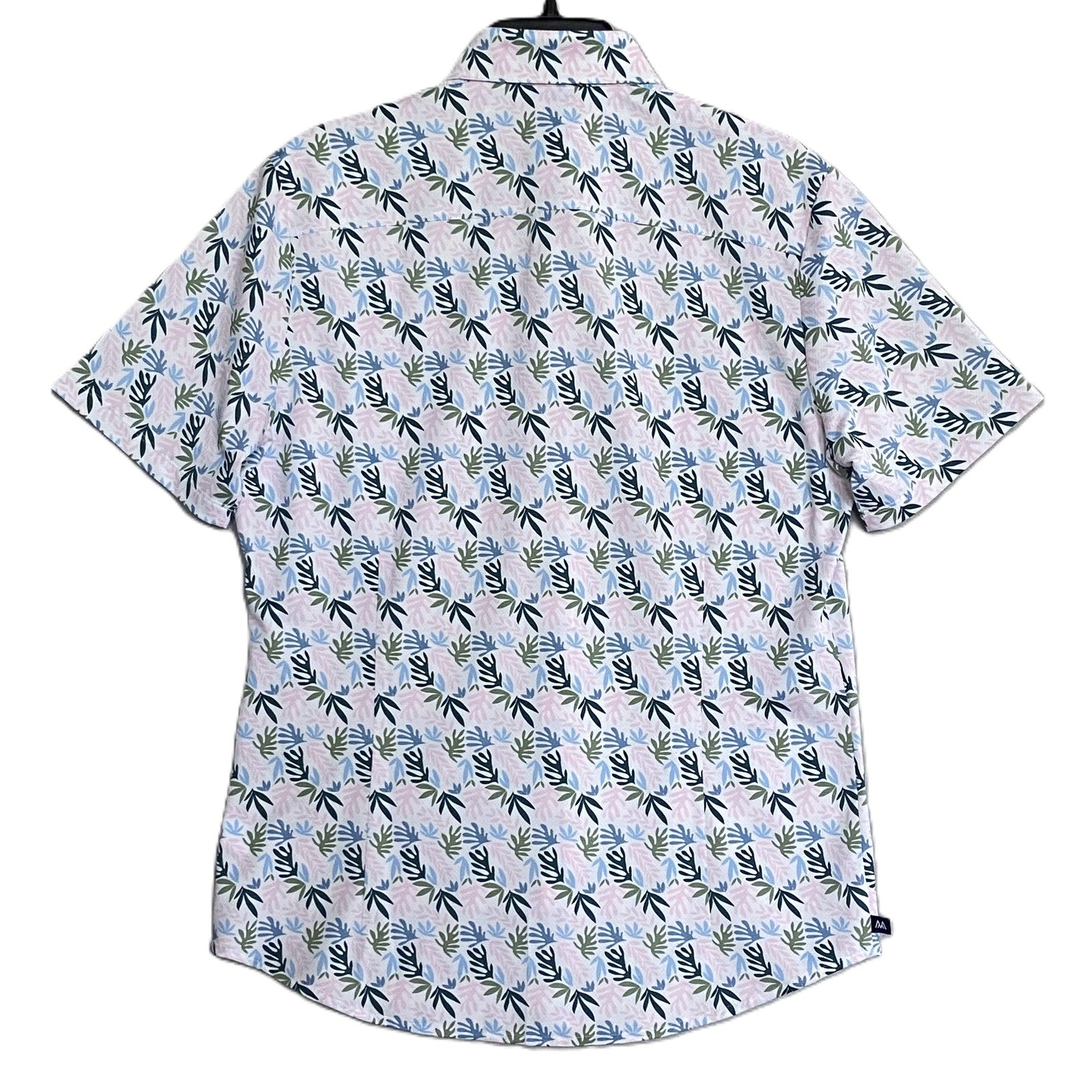 Mizzen+Main Shirt Men's Small Trim Fit No Tuck Short Sleeve White Floral