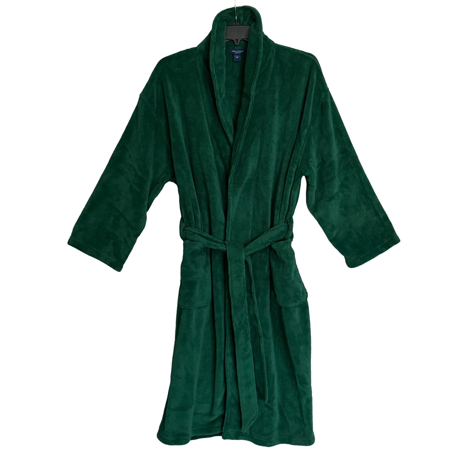 Nautica Plush Fleece Robe Men's One Size Pockets Tidal Green