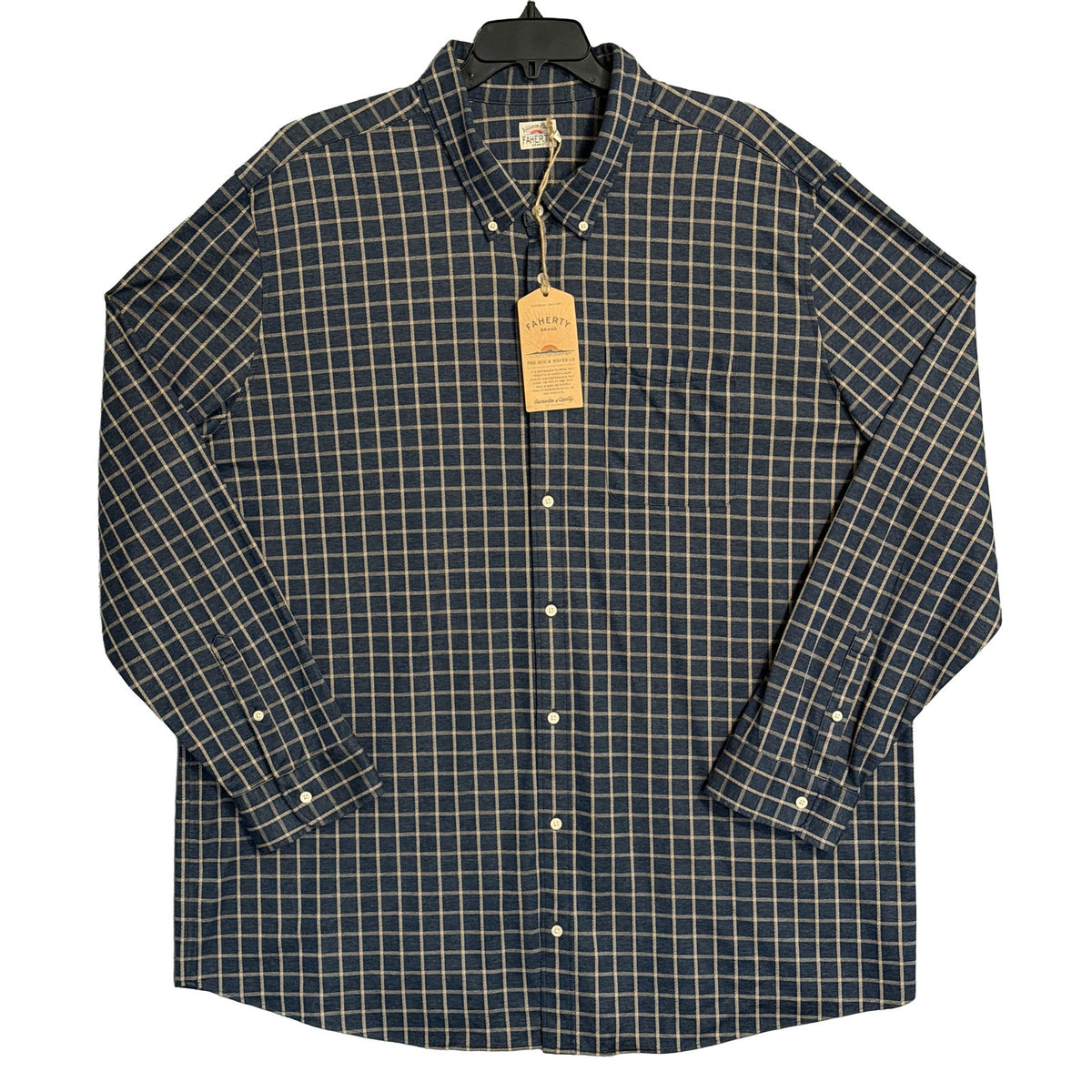 Faherty Coastline Knit Shirt Men's 3XLT Big & Tall Supima Cotton Twilight Check