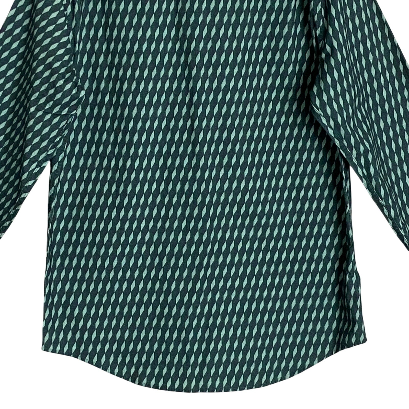 Penguin Shirt Men's Small Long Sleeve Button-Down Shirt Green Geo Print