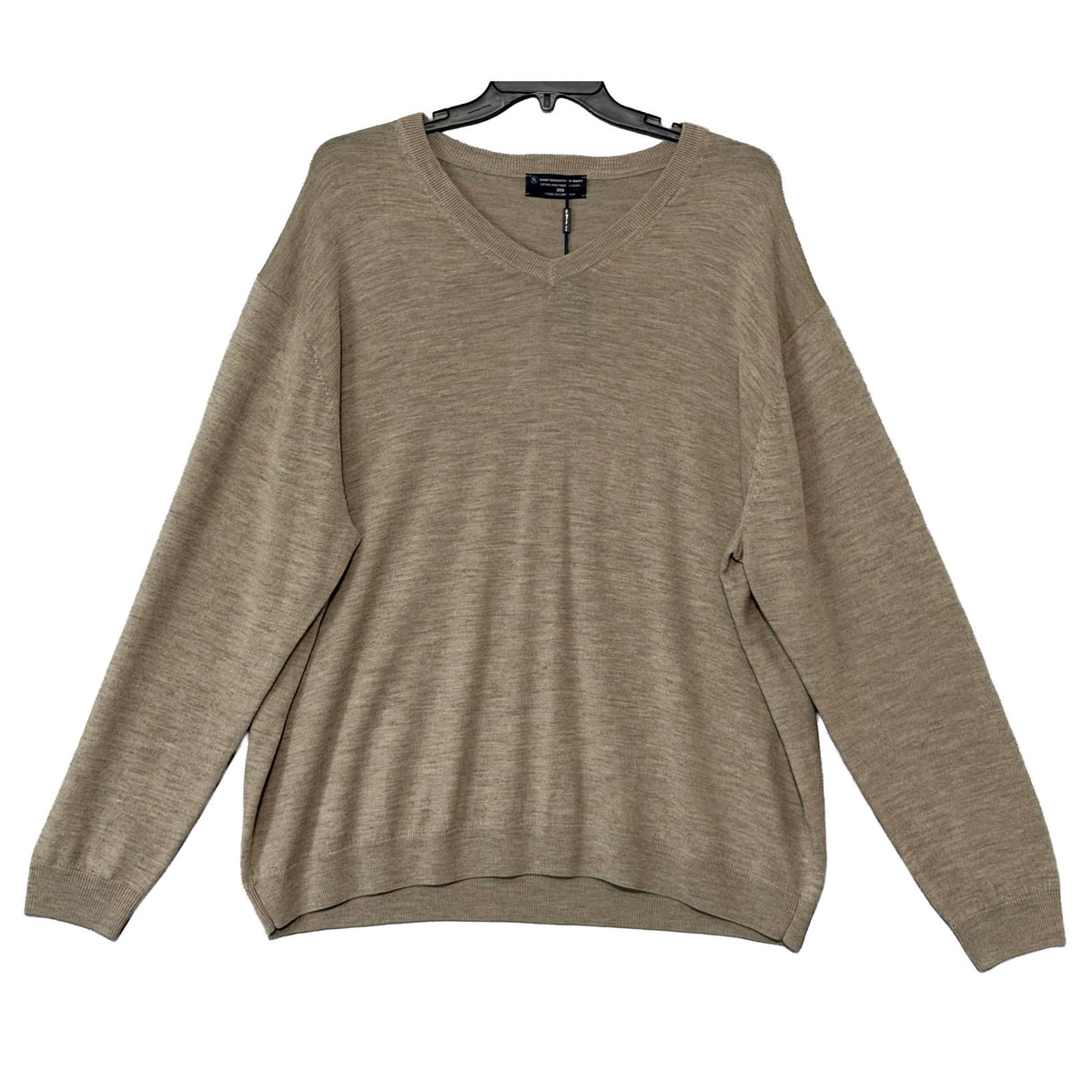 Hart Schaffner Marx Sweater Men's 2XT Big & Tall V-Neck Merino Wool Oatmeal