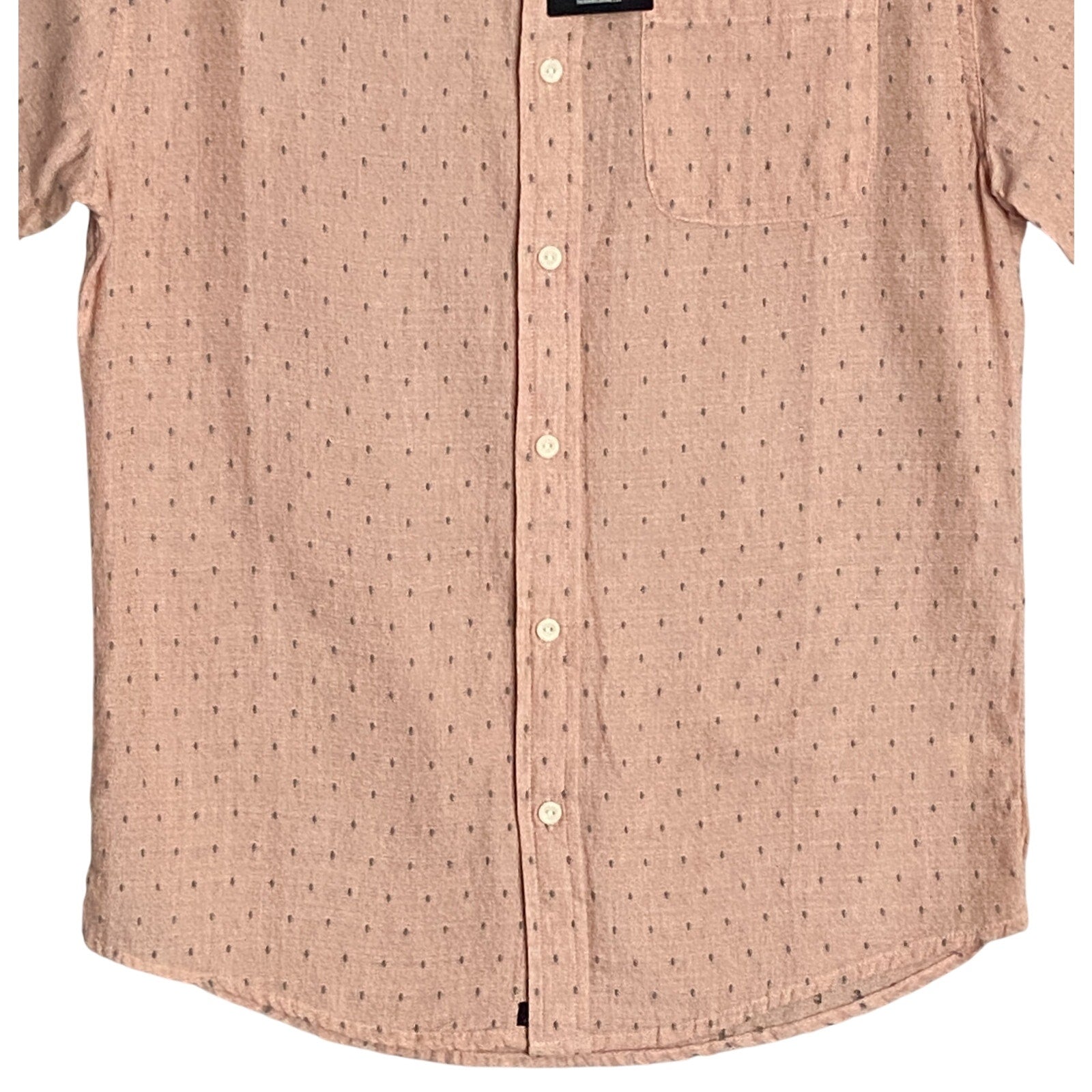 The Normal Brand Shirt Men's Small Short Sleeve Button-Up Copper Dobby