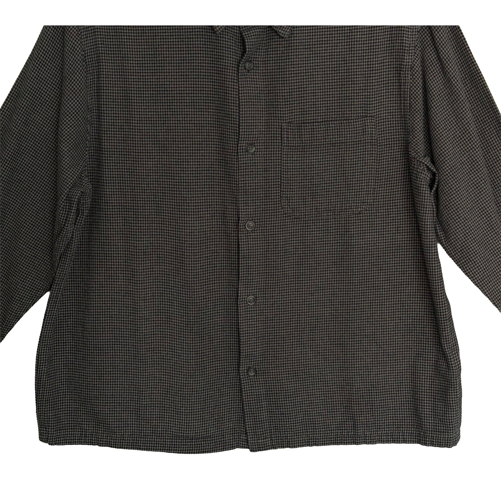 BDG Button-Up Shirt Men's Large Long Sleeve Gray Micro-Houndstooth
