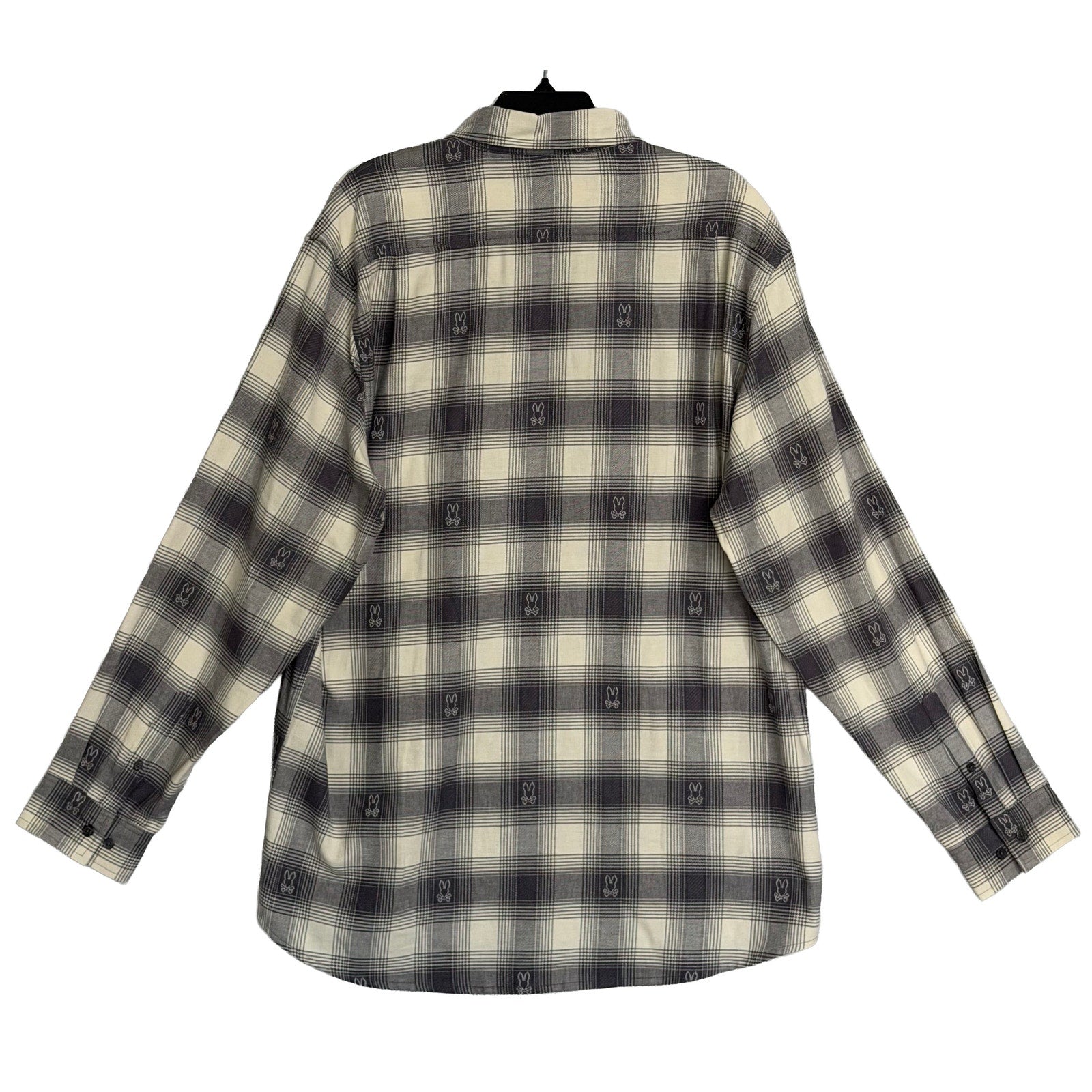 Psycho Bunny Flannel Shirt Men's XL Kurt Plaid Long Sleeve Blackened Pearl