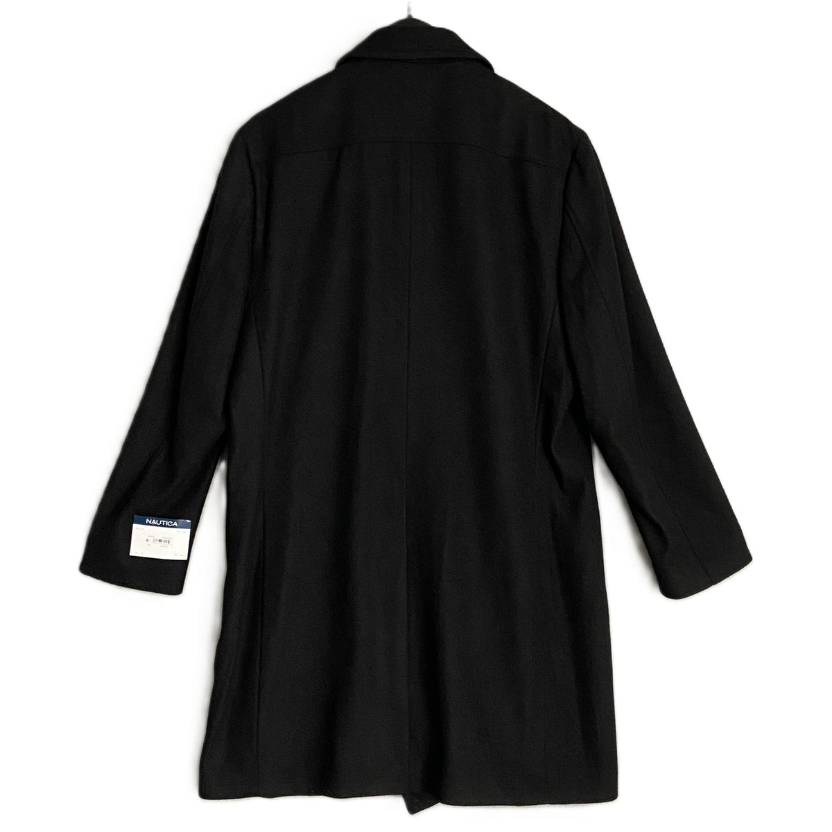 Nautica Overcoat Men's 44 Long Double-Breasted Wool Blend Lined Solid Black