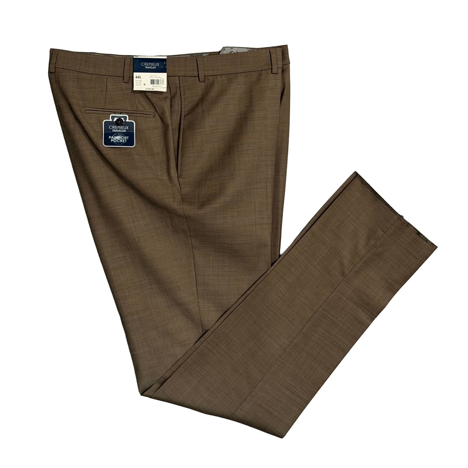 Daniel Cremieux Dress Pant Men's 44L Traveler Raw Hem Comfort Waist Tan