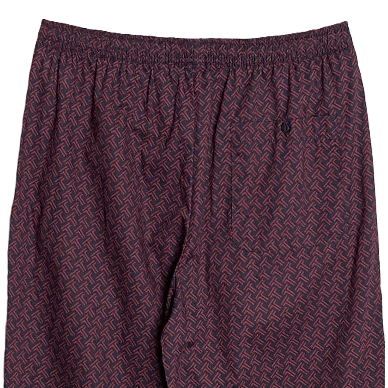 Ted Baker Sleep Pant Men's Small Woven Cotton Drawstring Pockets Red & Black