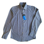 Nautica Dress Shirt Men's 14-14.5 32/33 Performance Slim Fit Blue White Ck