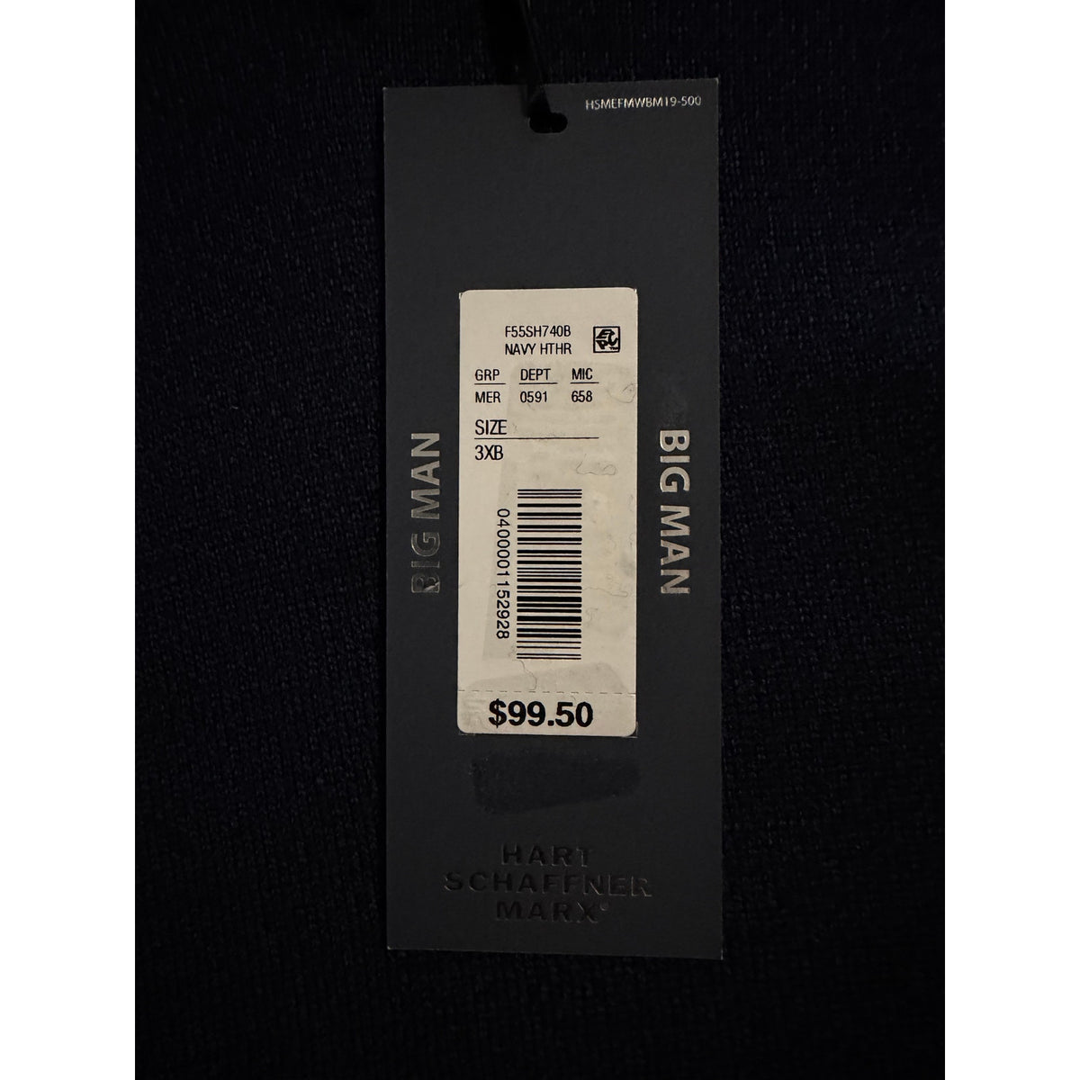 Hart Schaffner Marx Sweater Vest Men's 3XB Big & Tall Wool Navy Heather NWT