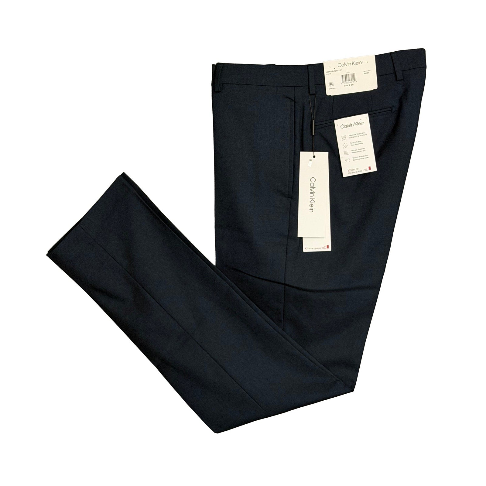 Calvin Klein Dress Pant Men's 34"x34" Slim Fit Flat Front Stretch Blue