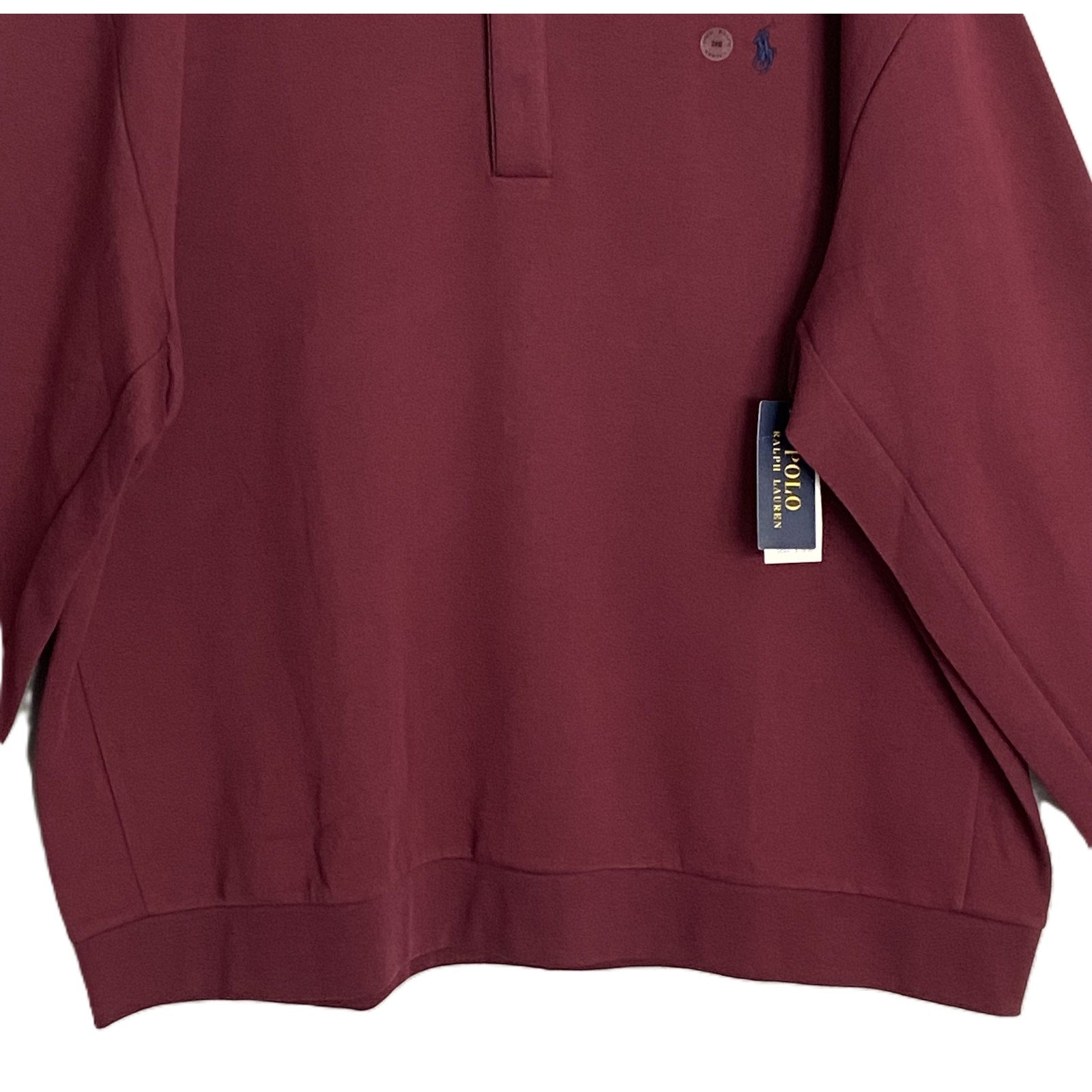 Polo Ralph Lauren Pullover Men's 4XB Big & Tall Mock Neck Snap Button Red