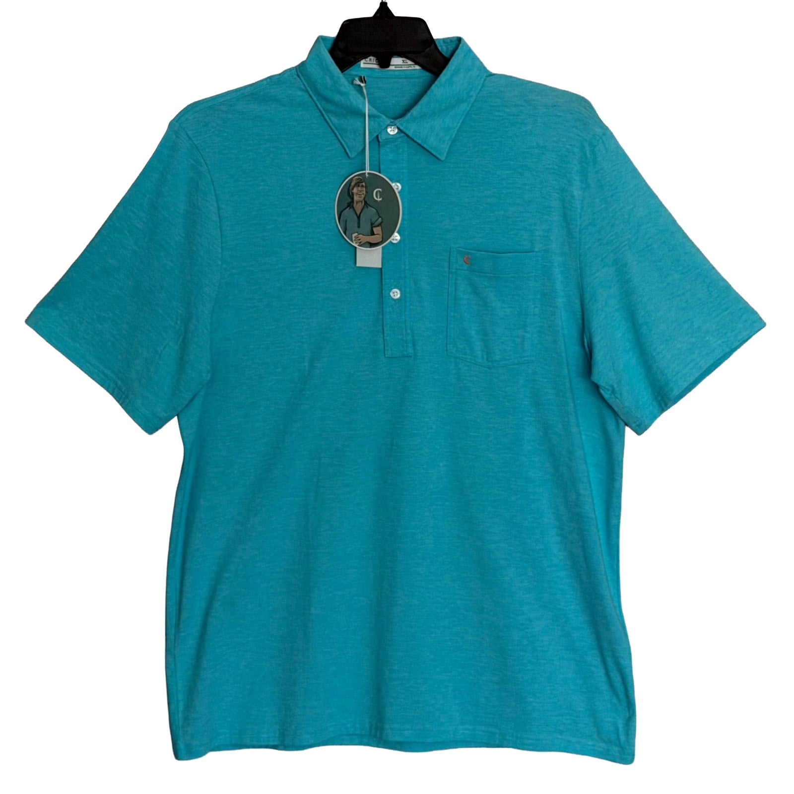 Criquet Men's XL Pocket Polo Shirt Pima Cotton Stretch Teal Mirco