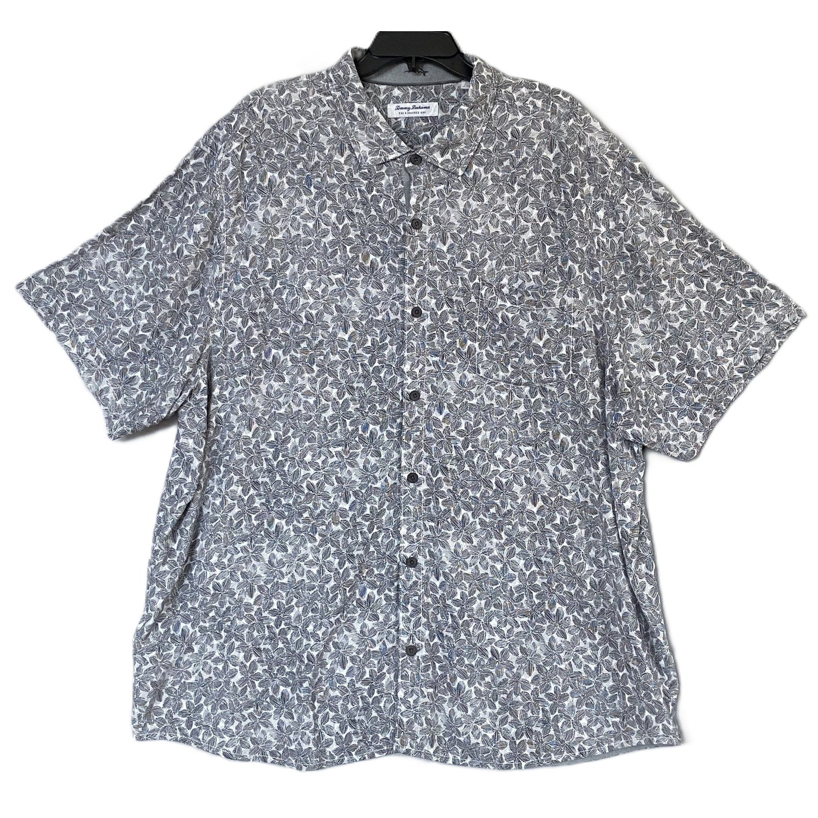 Tommy Bahama Shirt Men's 2XLT Big & Tall "Veracruz Cay" Sand Dollar Black