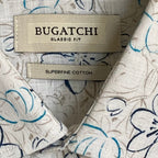 Bugatchi Shirt Men's Large Classic Fit Button-Up Short Sleeve Almond Floral