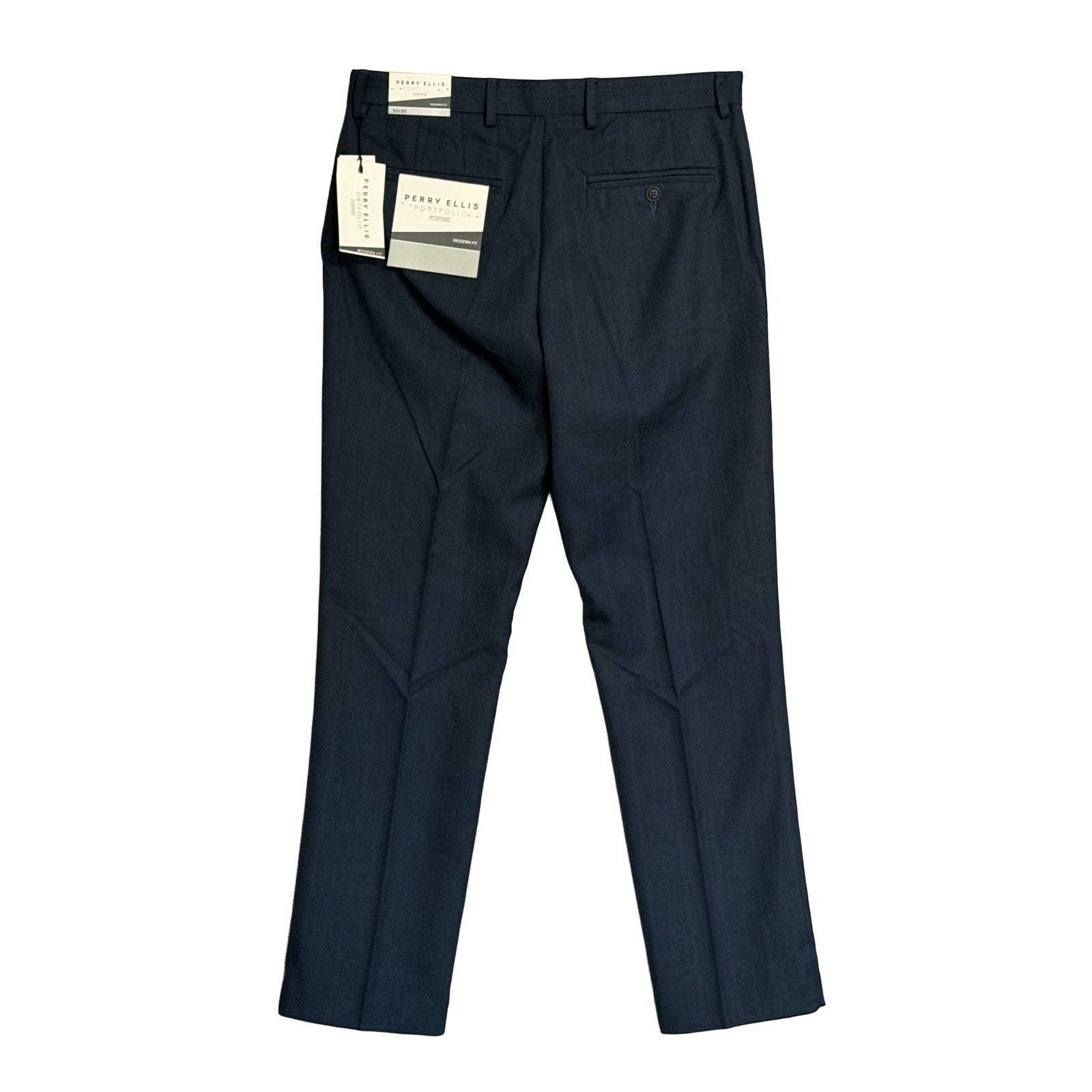 Perry Ellis Portfolio Pants Men's 30"x30" Modern Fit Dress Pants Mood Indigo