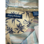 Tommy Bahama Shirt Men's XL Sand Linen Los Bellos Stripe Baja Bright Peach