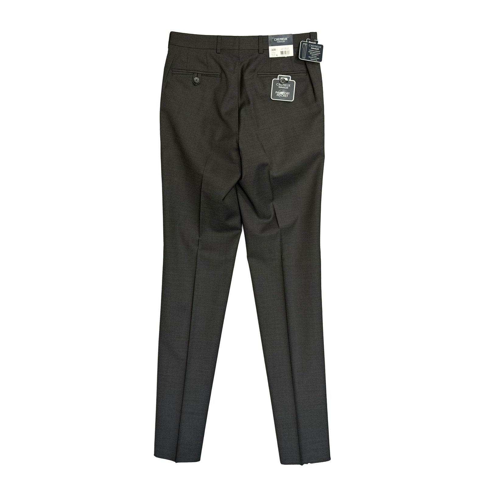 Daniel Cremieux Dress Pant Men's 30R Traveler Raw Hem Comfort Waist Charcoal