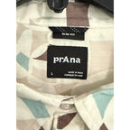 prAna Stimmersee Shirt Men's Large Slim Fit Short Sleeve Almond Geo