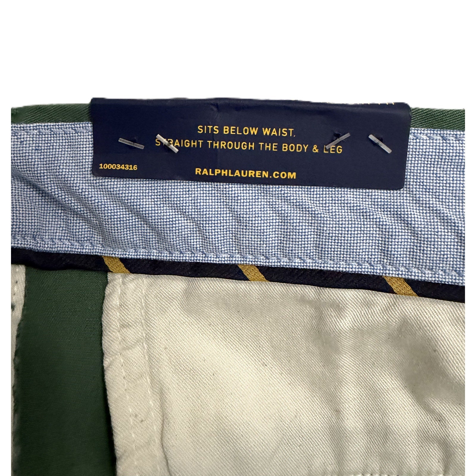 Polo Ralph Lauren Pant Men's 38"x34" Chino Stretch Straight Fit Solid Green